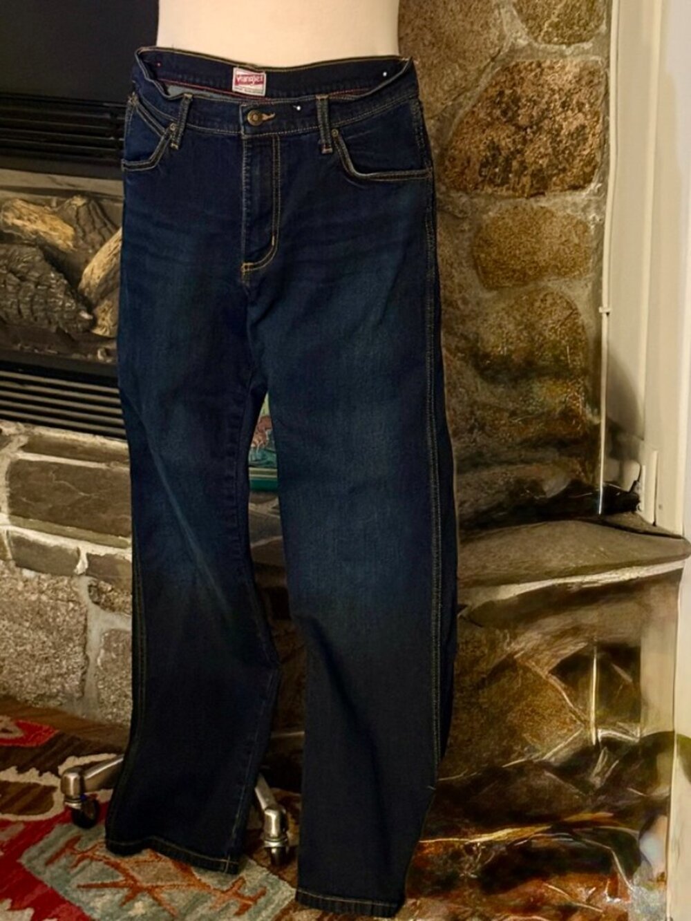 Wrangler Premium Quality Dark Wash Straight Leg Jeans Men's [Waist x Inseam]